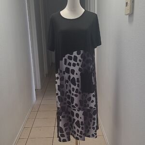 Black and Gray Patterned Dress, Brand New, Polyester Material